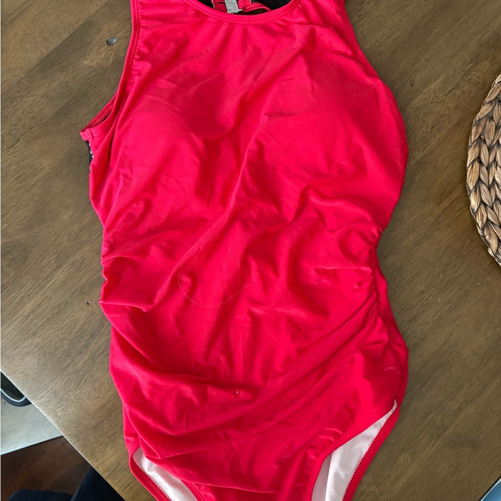 Cupshe Red and Black High-Neck One-Piece Swimsuit